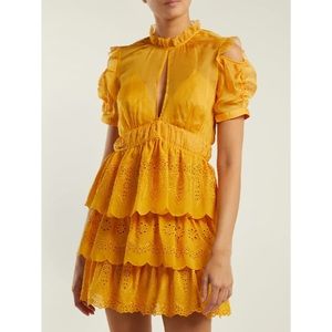 Self-portrait Embroidered Tiered Chiffon Dress